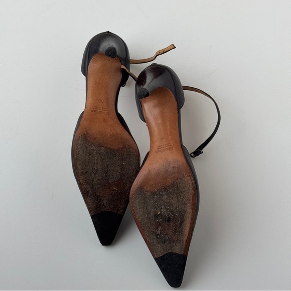 Max Mara Genuine Leather Brown Pointed Toe Ankle Stap Heels - Size 38 (7.5) - Picture 9 of 11